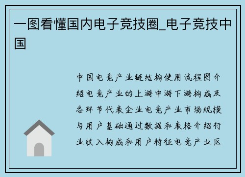 一图看懂国内电子竞技圈_电子竞技中国
